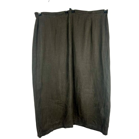 Eileen Fisher 100% Linen Maxi Skirt Women Plus 3X Gray Brown Straight Lagenlook - Picture 1 of 11